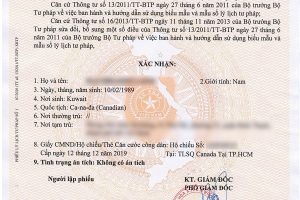 Services on issuance of judicial record cards to foreigners in Vietnam