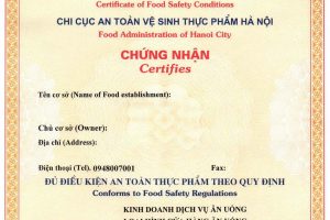 Thủ tục xin cấp Giấy chứng nhận vệ sinh an toàn thực phẩm